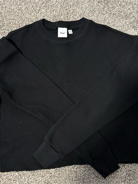 TNA Black Waffle Crewneck Sweater